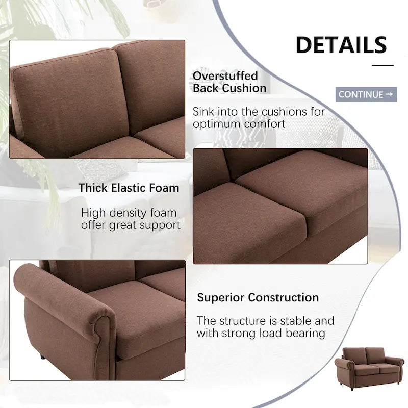 57,9-calowa rozkładana sofa z funkcją spania Twin z pianką z pamięcią kształtu i 2 portami USB