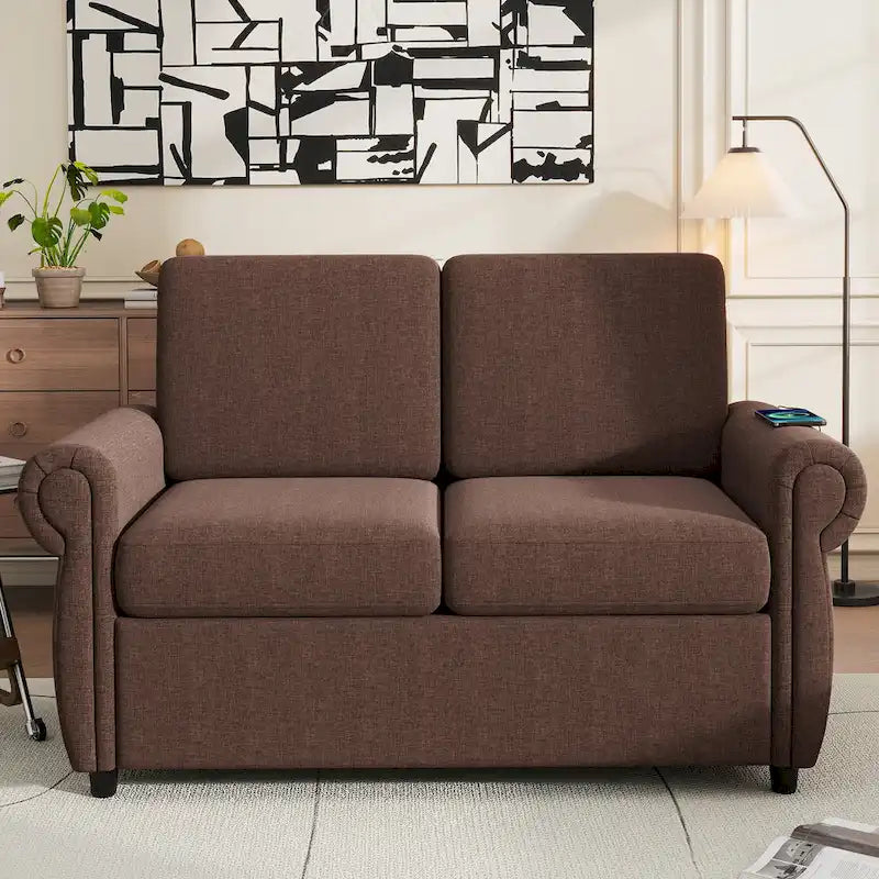 57,9-calowa rozkładana sofa z funkcją spania Twin z pianką z pamięcią kształtu i 2 portami USB