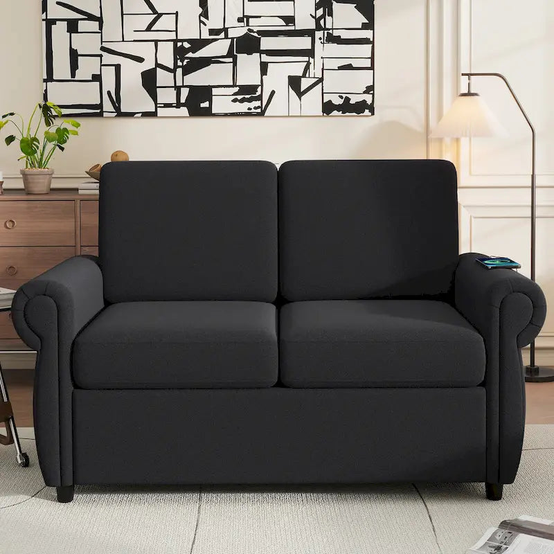 57,9-calowa rozkładana sofa z funkcją spania Twin z pianką z pamięcią kształtu i 2 portami USB