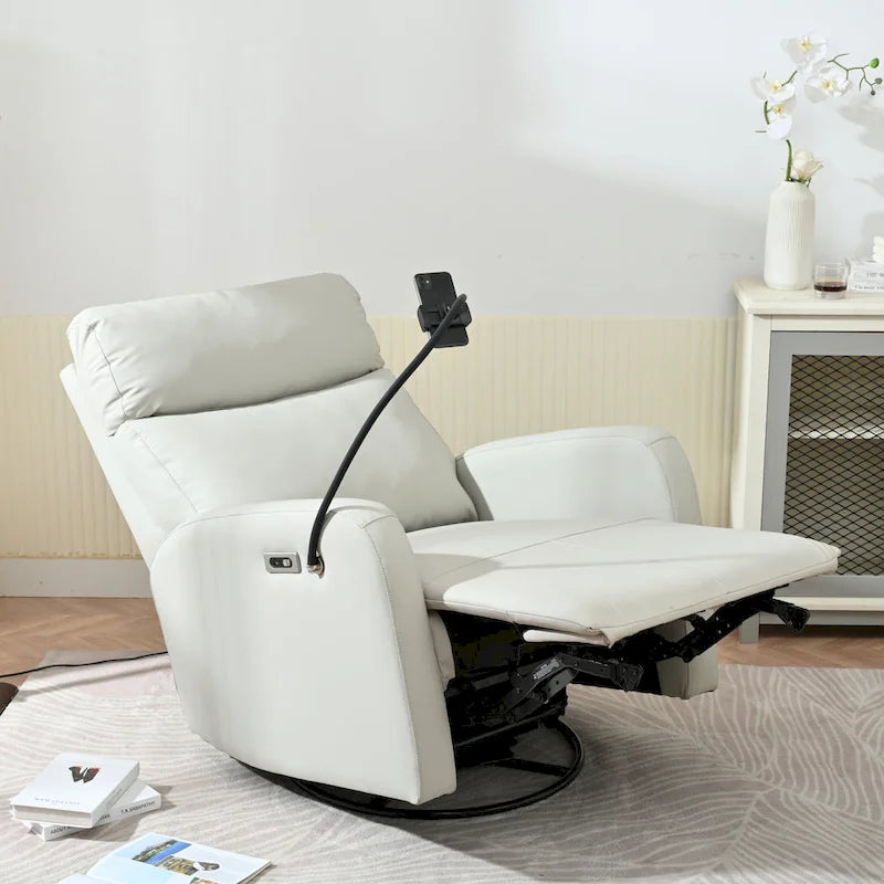 Elektryczny fotel rozkładany, obrót 270°, USB, regulowany podnóżek