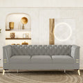 Aksamitna sofa Chesterfield 208 cm, złote nóżki, zdejmowane poduszki