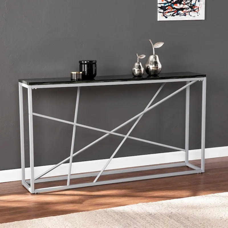 Konsola imitacja marmuru na żelaznej podstawie 132 cm