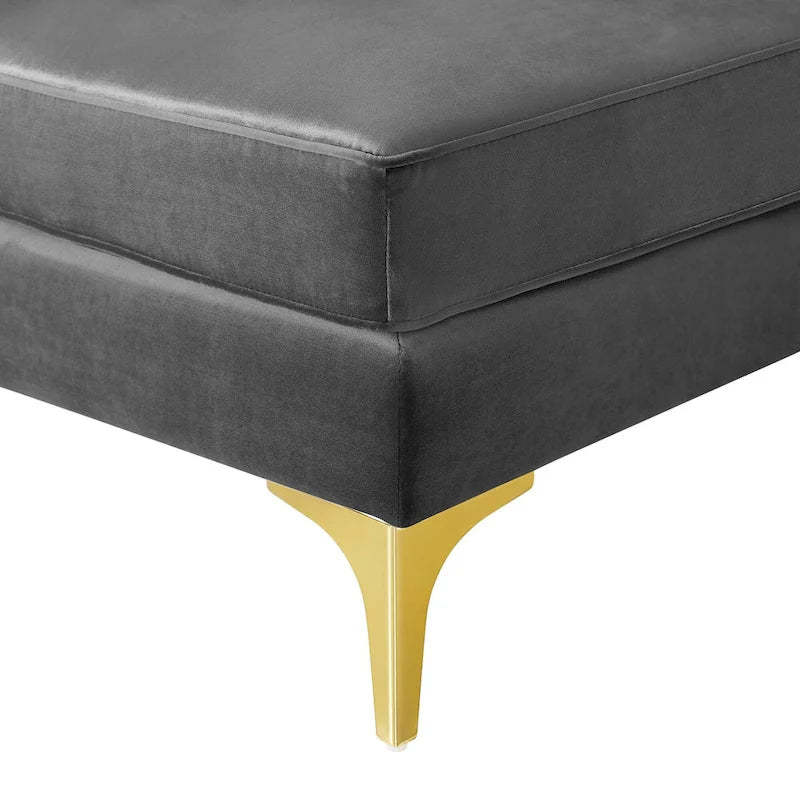 Sześcioczęściowa Sofa Narożna Tapicerowana Aksamitem w Pionowe Pasy