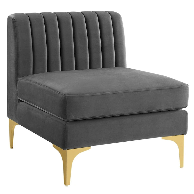 Sześcioczęściowa Sofa Narożna Tapicerowana Aksamitem w Pionowe Pasy