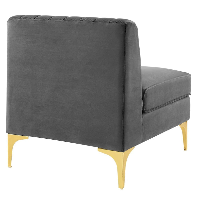 Sześcioczęściowa Sofa Narożna Tapicerowana Aksamitem w Pionowe Pasy