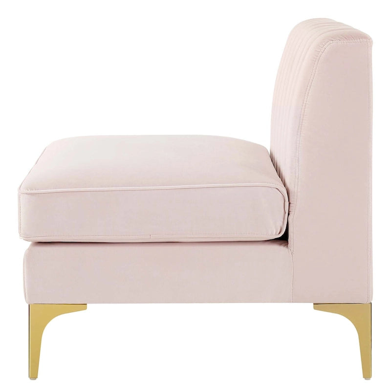Sześcioczęściowa Sofa Narożna Tapicerowana Aksamitem w Pionowe Pasy