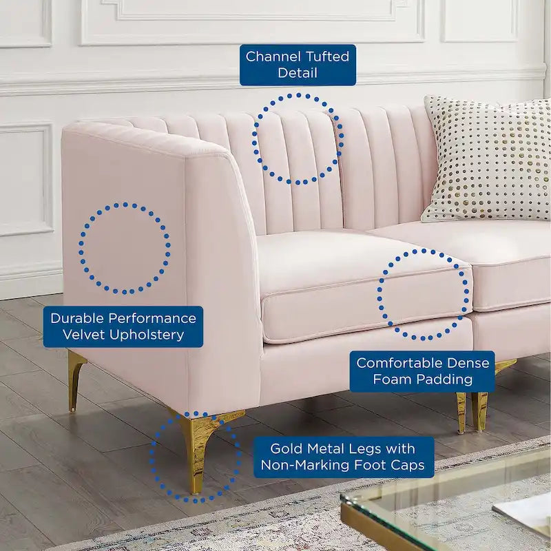 Sześcioczęściowa Sofa Narożna Tapicerowana Aksamitem w Pionowe Pasy