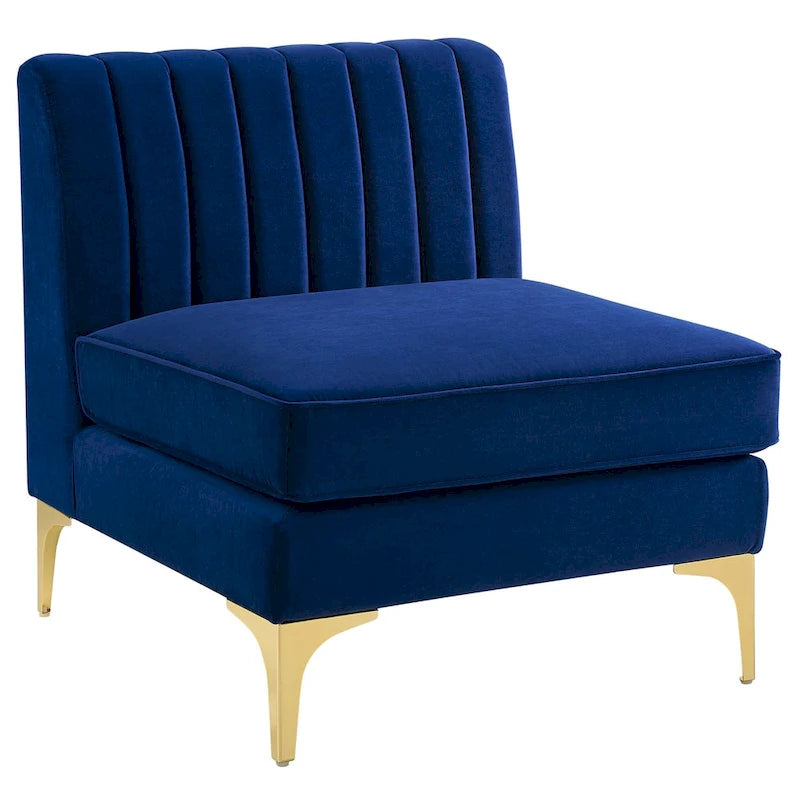 Sześcioczęściowa Sofa Narożna Tapicerowana Aksamitem w Pionowe Pasy
