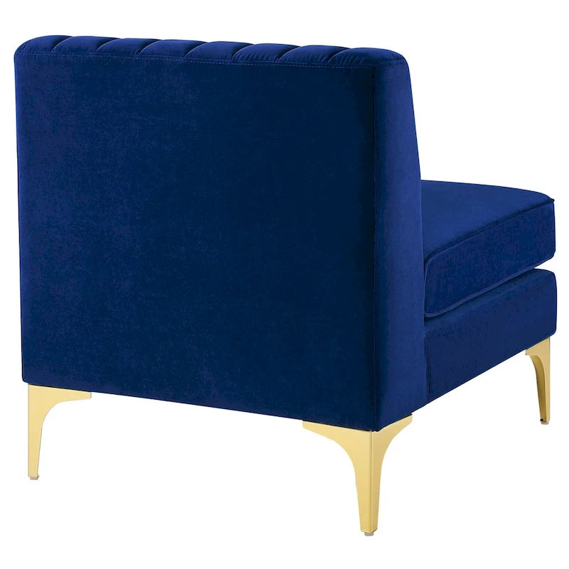 Sześcioczęściowa Sofa Narożna Tapicerowana Aksamitem w Pionowe Pasy