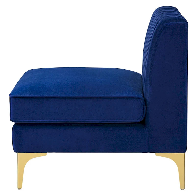 Sześcioczęściowa Sofa Narożna Tapicerowana Aksamitem w Pionowe Pasy