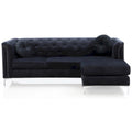 Czarna Sofa Narożna Tapicerowana Aksamitem z Szezlongiem 83 Cale