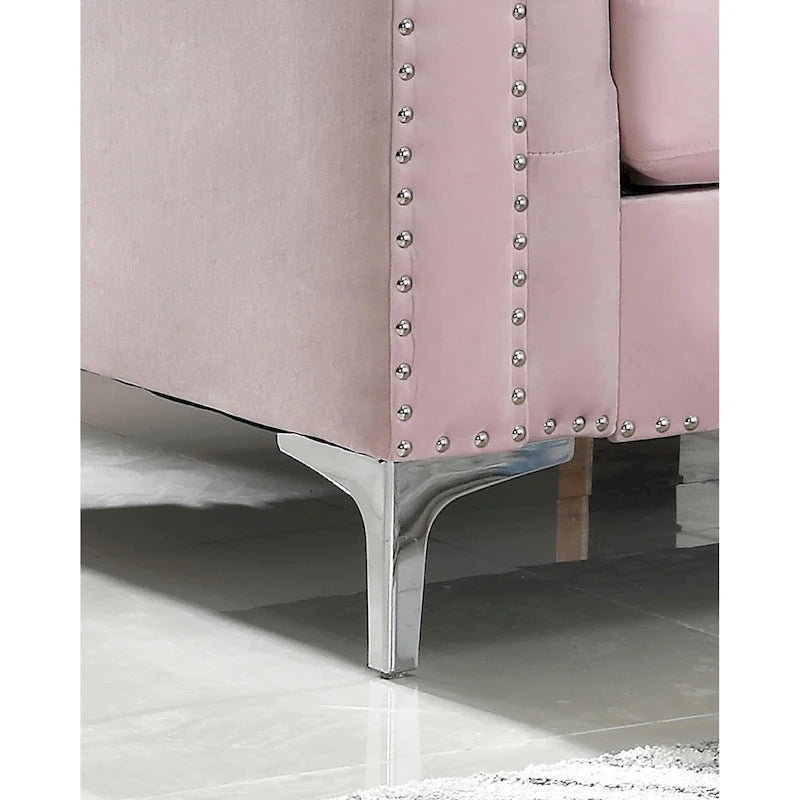 Czarna Sofa Narożna Tapicerowana Aksamitem z Szezlongiem 83 Cale