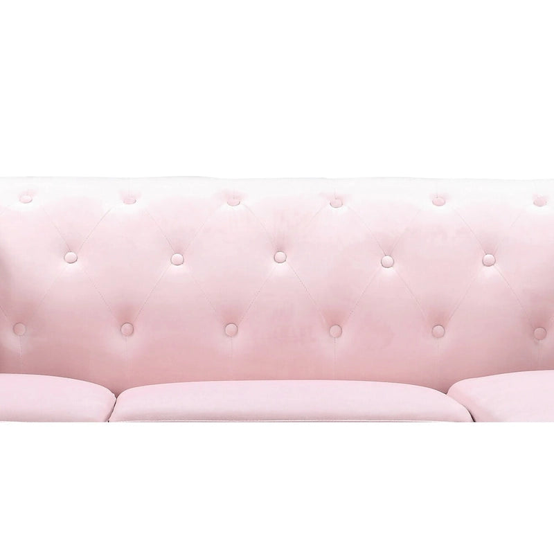 Czarna Sofa Narożna Tapicerowana Aksamitem z Szezlongiem 83 Cale