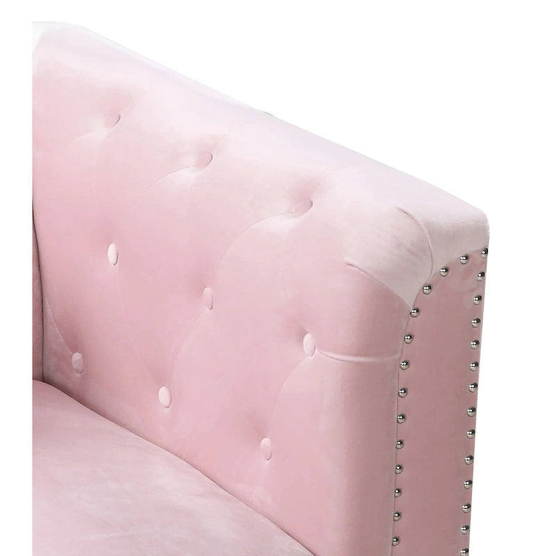 Czarna Sofa Narożna Tapicerowana Aksamitem z Szezlongiem 83 Cale