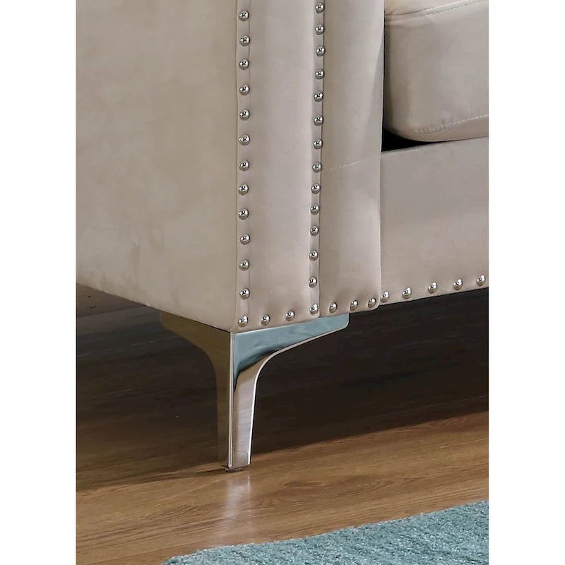 Czarna Sofa Narożna Tapicerowana Aksamitem z Szezlongiem 83 Cale