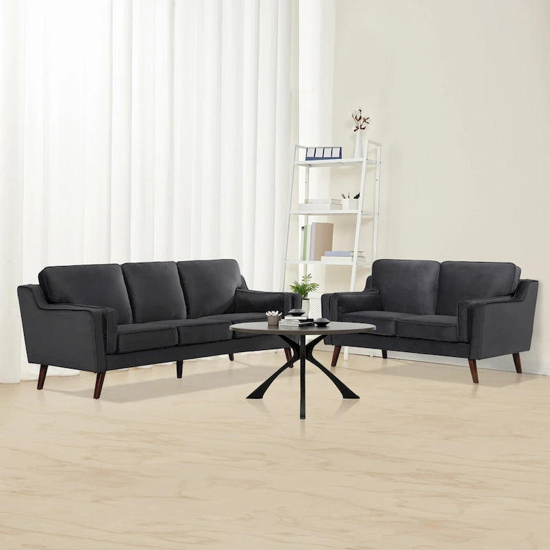 Aksamitna sofa trzyosobowa z podłokietnikami, stelaż z litego drewna, 203 cm