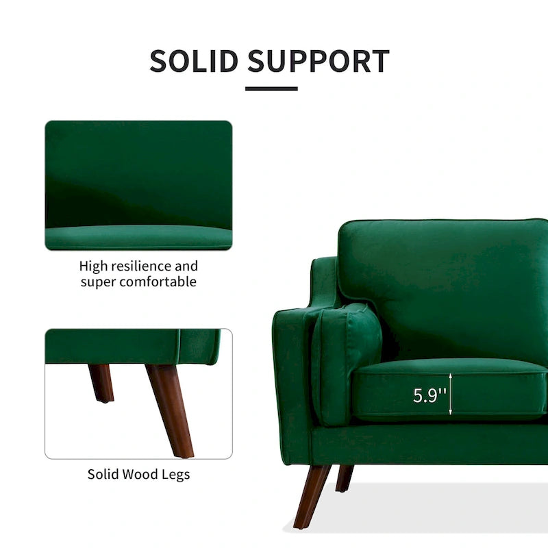 Aksamitna sofa trzyosobowa z podłokietnikami, stelaż z litego drewna, 203 cm
