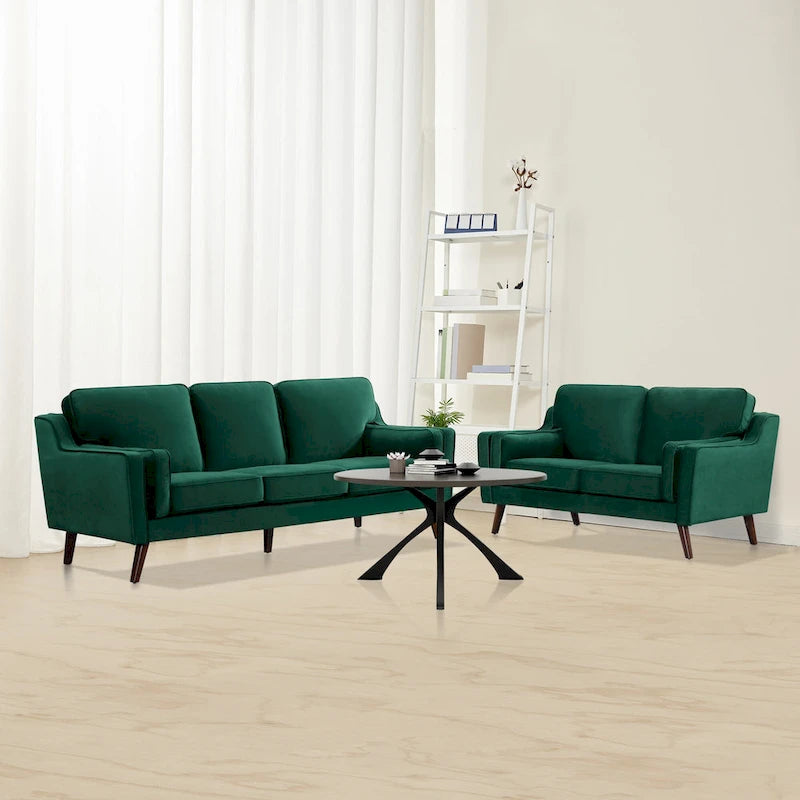 Aksamitna sofa trzyosobowa z podłokietnikami, stelaż z litego drewna, 203 cm