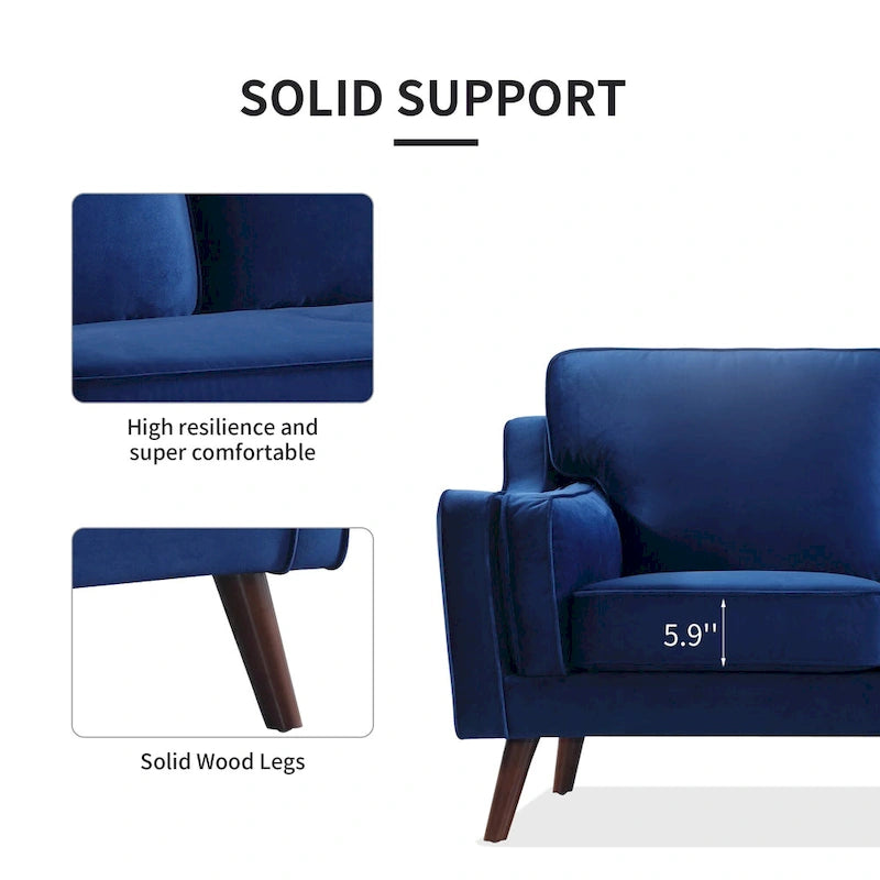 Aksamitna sofa trzyosobowa z podłokietnikami, stelaż z litego drewna, 203 cm