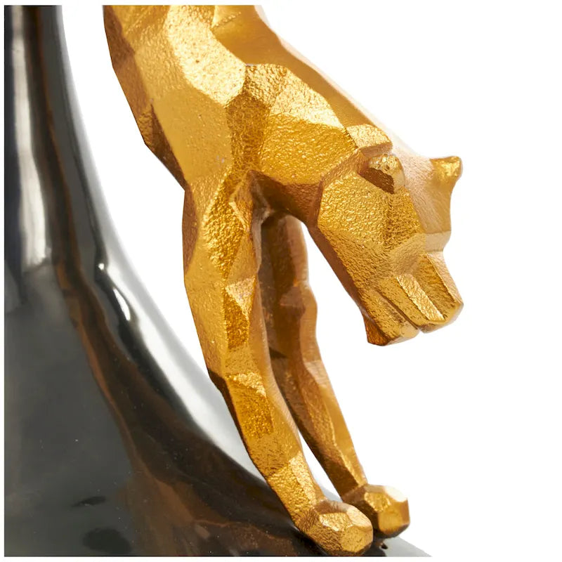 Czarny aluminiowy stolik akcentujący Leopard z blatem ze szkła hartowanego