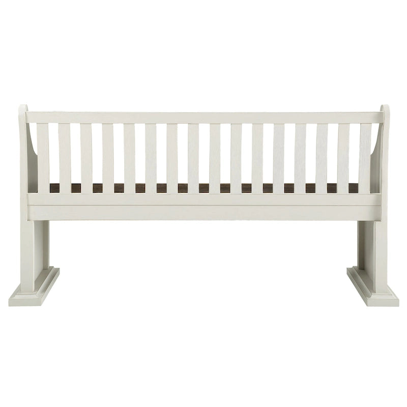Ławka do jadalni Farmhouse Pew, kość słoniowa, ciemny dąb, drewno mango