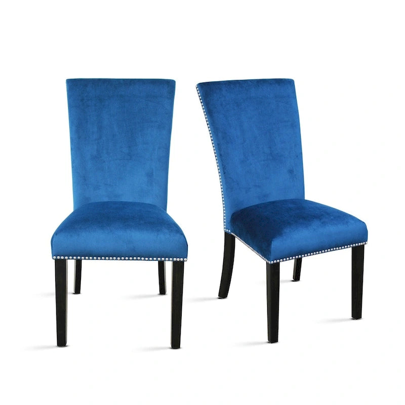 Dining Chairs Faux Leather Nailhead Espresso Wood Legs Set of 2