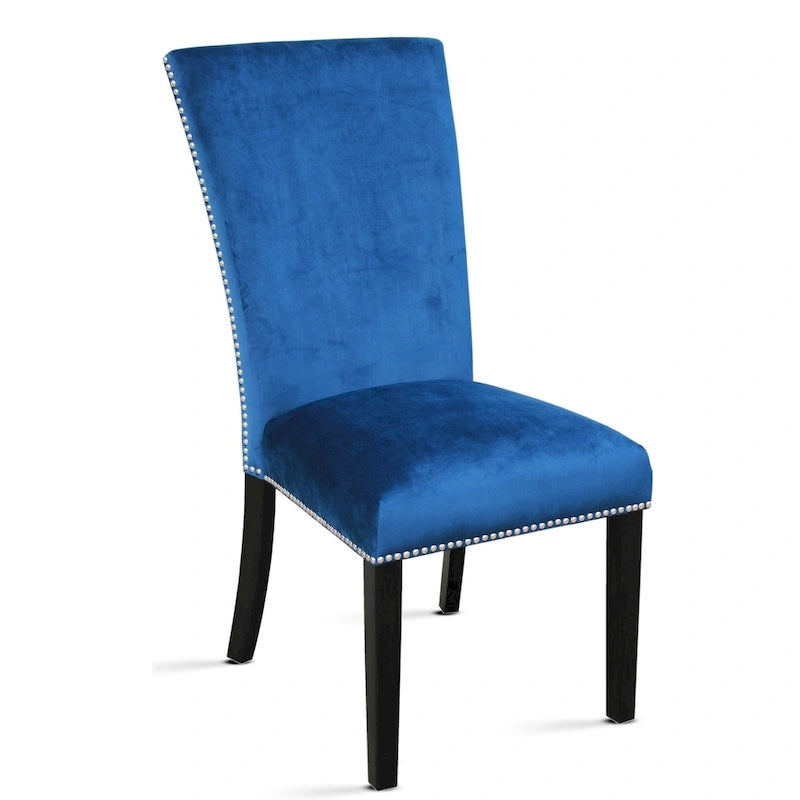 Dining Chairs Faux Leather Nailhead Espresso Wood Legs Set of 2
