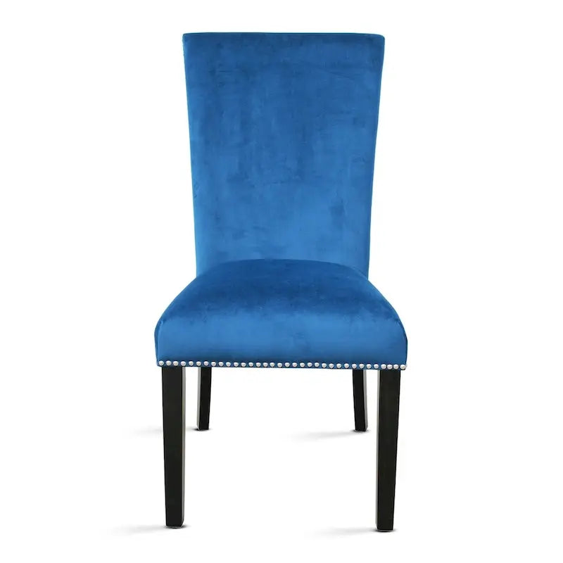 Dining Chairs Faux Leather Nailhead Espresso Wood Legs Set of 2