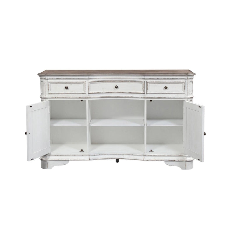 Biała zabytkowa szafka serwerowa 3 szuflady regulowane półki 62W