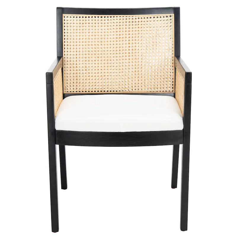 Natural Rattan Woven Dining Chair with Oak Frame