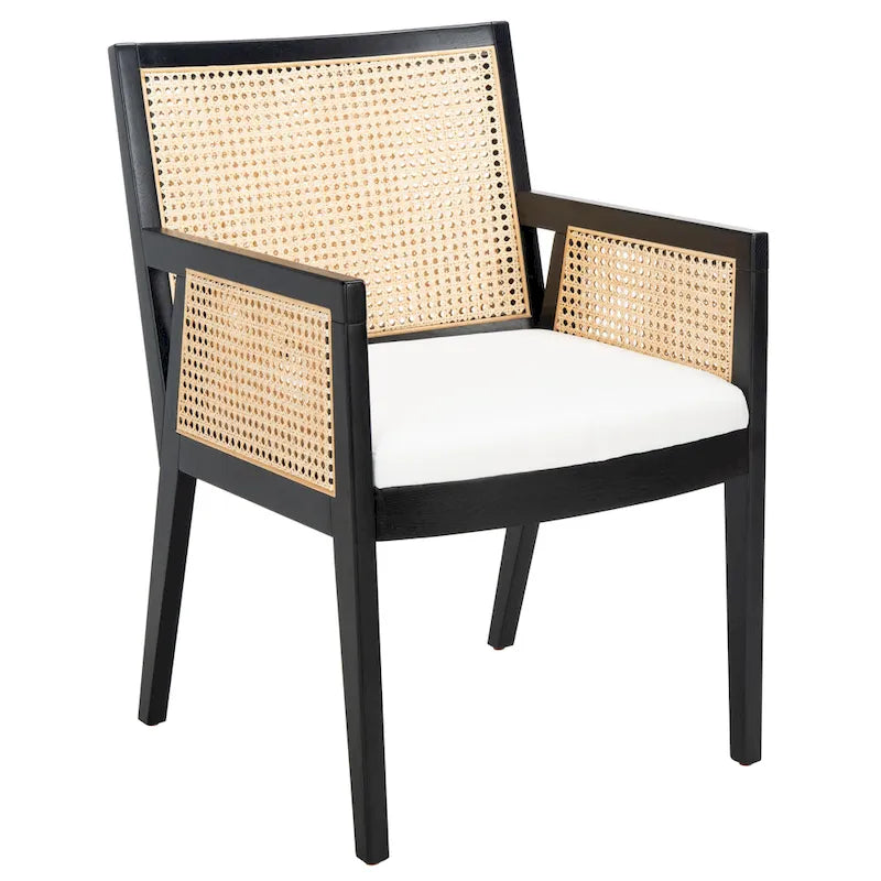 Natural Rattan Woven Dining Chair with Oak Frame