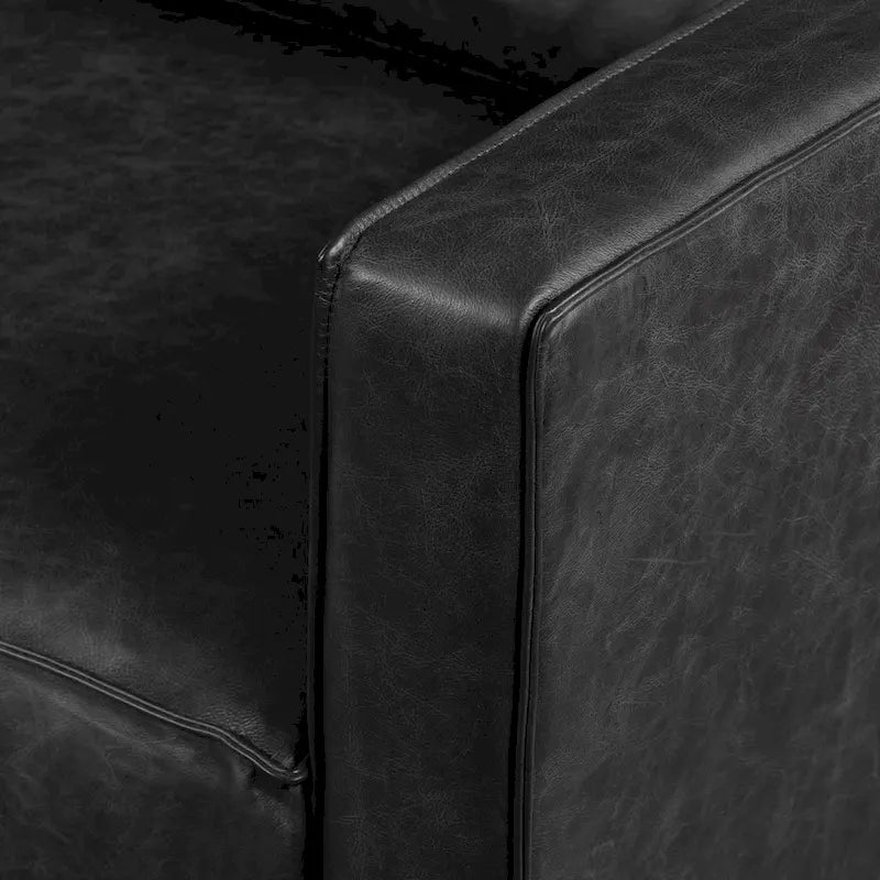 Sofa z włoskiej skóry licowej o długości 82,5 cala, rama z litego drewna
