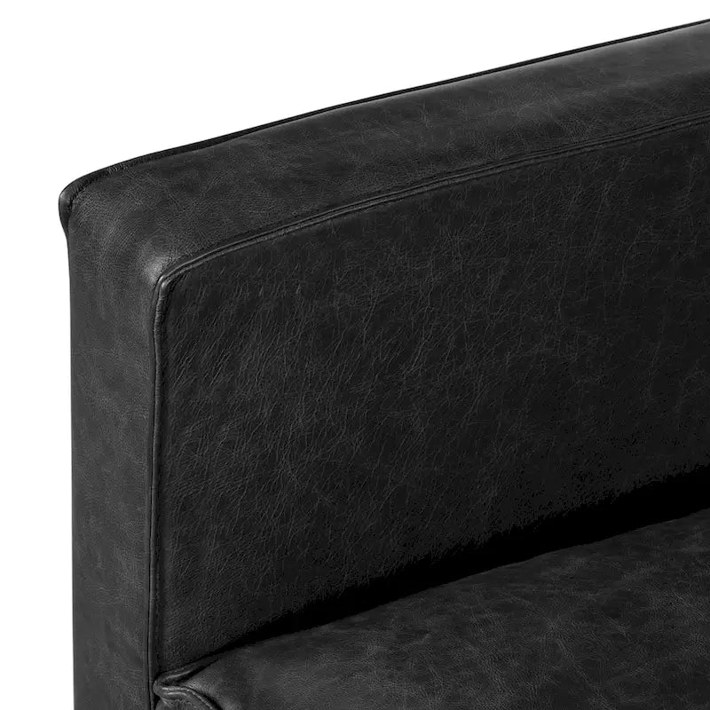 Sofa z włoskiej skóry licowej o długości 82,5 cala, rama z litego drewna