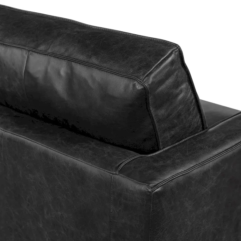 Sofa z włoskiej skóry licowej o długości 82,5 cala, rama z litego drewna