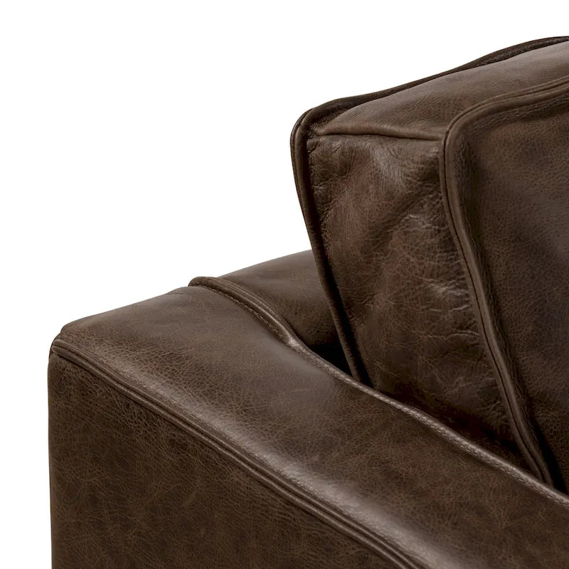 Sofa z włoskiej skóry licowej o długości 82,5 cala, rama z litego drewna