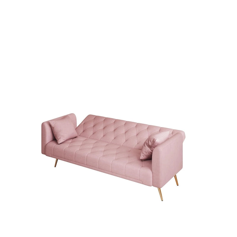 71-calowa rozkładana sofa aksamitna z regulowanym oparciem