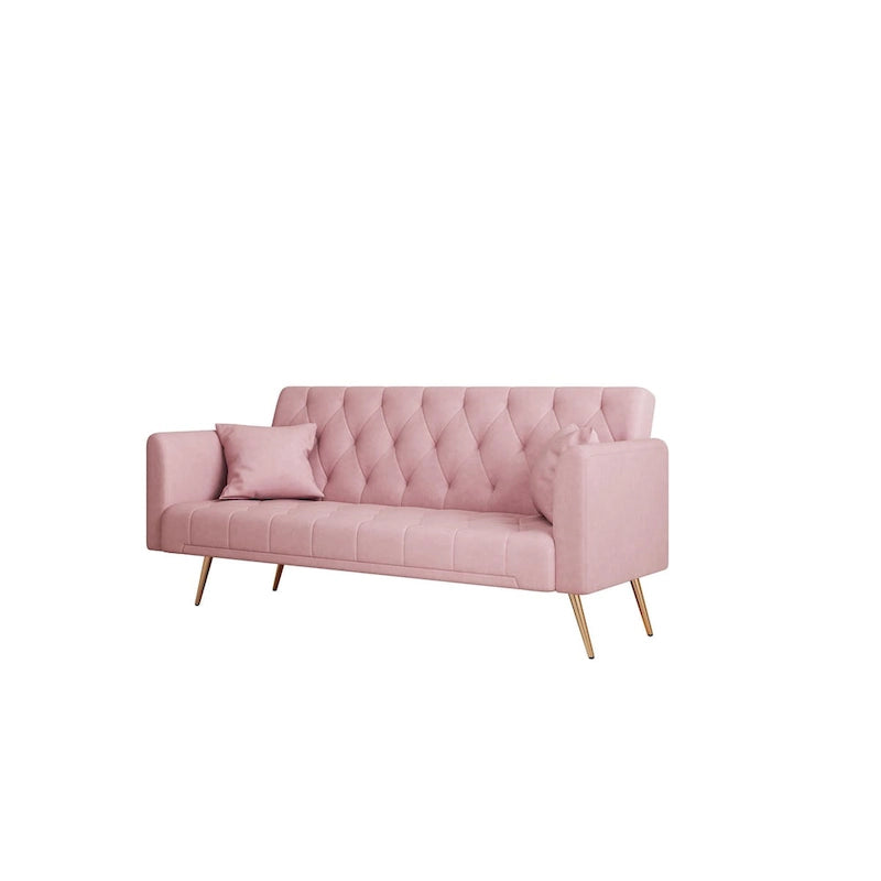 71-calowa rozkładana sofa aksamitna z regulowanym oparciem