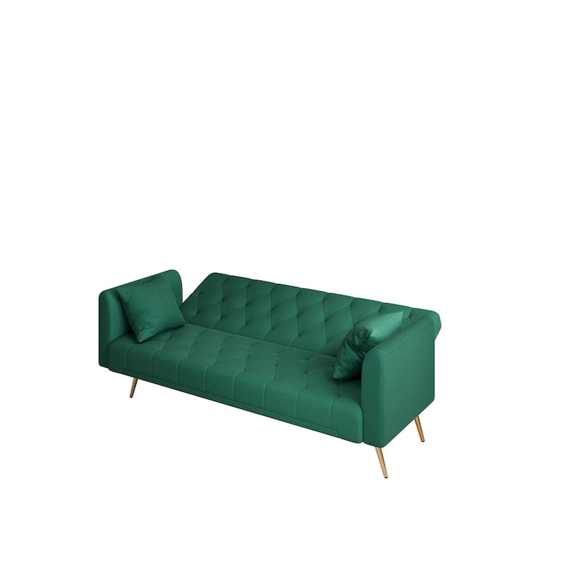 71-calowa rozkładana sofa aksamitna z regulowanym oparciem
