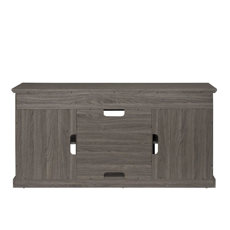 60 Inch Dark Walnut TV Stand Cable Management 5 Cutouts