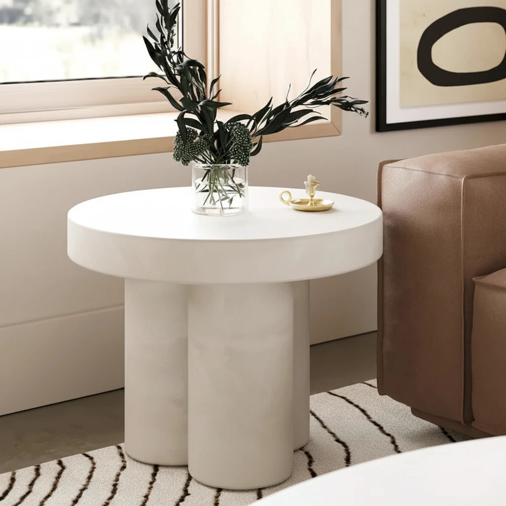 Modrest Bruni - Modern White Concrete End Table